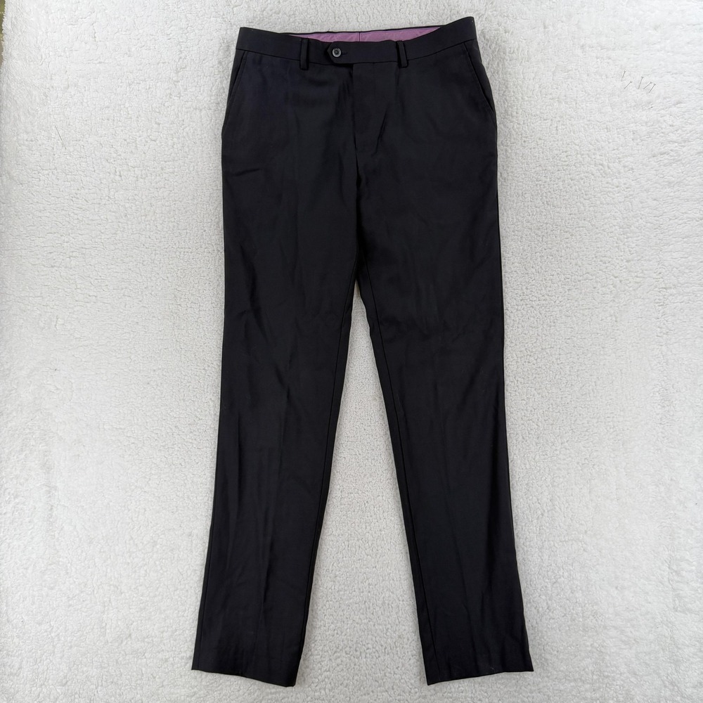 Tiglio Dress Pants Mens 34R Black Slim Fit Wool Tapered Office Business 34x34‎